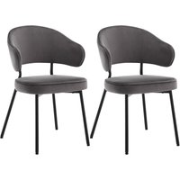 2x Wohnzimmerstuhl Esszimmerstuhl Sitzfläche aus Samt Küchenstuhl Metallbeine für Schminktisch Wohnzimmer Schlafzimmer Küche Dunkelgrau - Woltu von WOLTU
