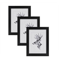 3er Set 40x50cm Bilderrahmen Artos Stil Holz Rahmen Fotogalerie Glasscheibe, Schwarz - Woltu von WOLTU