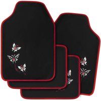 4-teilig Autofußmatten Set Universal, Fußmatten Auto Teppich mit Stickerei Butterfly, Wasserfest Antirutsch Abwaschbar Matte, Rot - Woltu von WOLTU