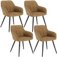 4 x Esszimmerstühle 4er Set Esszimmerstuhl Küchenstuhl Polsterstuhl Design Stuhl mit Armlehnen, mit Sitzfläche aus Stoffbezug, Gestell aus Metall, von WOLTU