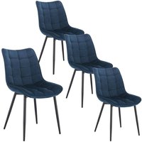 Woltu - 4 x Esszimmerstühle 4er Set Esszimmerstuhl Küchenstuhl Polsterstuhl Design Stuhl mit Rückenlehne, mit Sitzfläche aus Samt, Gestell aus von WOLTU