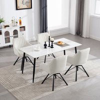 WOLTU 4er Set Esszimmerstühle 360° Drehstuhl Samt Polsterstuhl mit Armlehne Metallbeine Küchenstuhl ergonomisch Loungesessel für Wohnzimmer Esszimmer von WOLTU