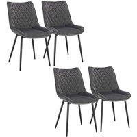 WOLTU Esszimmerstühle 4er Set Küchenstuhl Polsterstuhl Wohnzimmerstuhl Sessel mit Rückenlehne, Sitzfläche aus Samt, Metallbeine, Dunkelgrau von WOLTU