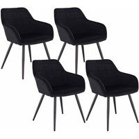4 x Esszimmerstühle 4er Set Esszimmerstuhl Küchenstuhl Polsterstuhl Design Stuhl mit Armlehne, mit Sitzfläche aus Samt, Gestell aus Metall, Schwarz von WOLTU