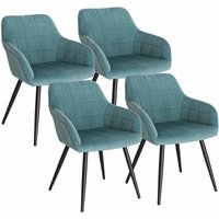 Woltu - 4 x Esszimmerstühle 4er Set Esszimmerstuhl Küchenstuhl Polsterstuhl Design Stuhl mit Armlehne, mit Sitzfläche aus Samt, Gestell aus Metall, von WOLTU