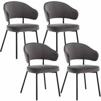 4x Wohnzimmerstuhl Esszimmerstuhl Sitzfläche aus Samt Küchenstuhl Metallbeine für Schminktisch Wohnzimmer Schlafzimmer Küche Dunkelgrau - Woltu von WOLTU