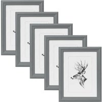 5er Set 15x20cm Bilderrahmen Artos Stil Holz Rahmen Fotogalerie Glasscheibe, Grau - Woltu von WOLTU