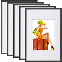 5er Set Bilderrahmen Kunststoff New Lifestyle schwarz 21x29,7cm( A4) - schwarz - Woltu von WOLTU