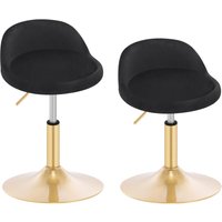 Barhocker 2er Set, Drehbare Barstuhl, Thekenhocker mit Rückenlehne, Höhenverstellbar, Drehhocker Schminkhocker aus Samt, für Wohnzimmer Schlafzimmer, von WOLTU