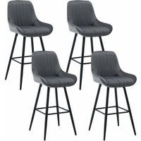 Barhocker 4er Set Küchenhocker Tresenhocker Barstuhl Bistrohocker mit Rückenlehne, gepolsterte Küchenhocker Thekenhocker mit Metallbeine Dunkelgrau von WOLTU