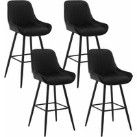 Barhocker 4er Set Küchenhocker Tresenhocker Barstuhl Bistrohocker mit Rückenlehne, gepolsterte Küchenhocker Thekenhocker mit Metallbeine Schwarz von WOLTU