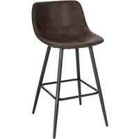 Barhocker mit Rückenlehne, Barstuhl mit Sitzhöhe 63 cm, ergonomischer Hocker im Bar, Polsterstuhl mit Kunstlederbezug, Vintage-Hocker Braun, Stuhl von WOLTU