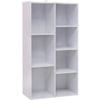 Woltu - Bücherregal Weiß, Standregal, freistehendes Aufbewahrungsregal, Raumteiler, Büroregal Aktenregal, 7 Fächer verschiedener Größe, 59,5x108x29,5 von WOLTU