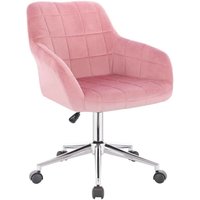 Woltu - Bürohocker Rollhocker mit Rückenlehne und Armlehnen aus Samt rosa - rosa von WOLTU