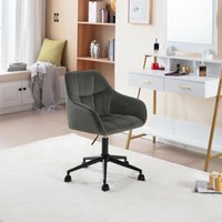 Bürostuhl Homeoffice Stuhl Schreibtischstuhl höhenverstellbar, bis 150 kg belastbar, Drehstuhl mit Armlehnen Samtsitz für Arbeitszimmer, Schlafzimmer von WOLTU