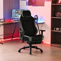 Bürostuhl ergonomisch, Gaming Stuhl mit adaptiver Lendenwirbelstütze, hochdichtem Formschaum, Fußstütze Armlehnen, Samtbezug Metallrahmen, 150kg von WOLTU