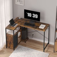 Woltu - Eckschreibtisch Computertisch, Schreibtisch L-Form, Bürotisch mit Steckdosen usb-a Typ-C, Eckschreibtisch mit Regal umkehrbar Rechnerfach, von WOLTU