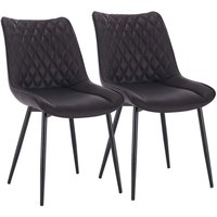 Esszimmerstühle 2er Set Küchenstuhl Polsterstuhl Wohnzimmerstuhl Sessel mit Rückenlehne, Sitzfläche aus Kunstleder, Metallbeine, Antiklederoptik, von WOLTU