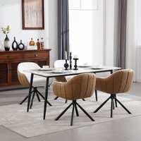 Esszimmerstühle 4er Set drehbar Armlehnenstuhl Schreibtischstuhl Polsterstuhl mit Rückenlehne für Esszimmer Wohnzimmer Kunstleder Chenille von WOLTU