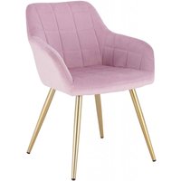 WOLTU Esszimmerstuhl 1 Stück Küchenstuhl Polsterstuhl Wohnzimmerstuhl Sessel mit Armlehne, Sitzfläche aus Samt, Gold Beine aus Metall, Rosa - rosa von WOLTU