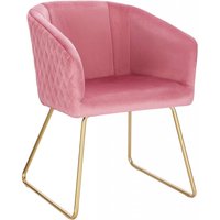 Esszimmerstuhl Küchenstuhl Polsterstuhl Wohnzimmerstuhl Sessel mit Armlehne, Sitzfläche aus Samt, Metall Gold Beine, Rosa - rosa - Woltu von WOLTU