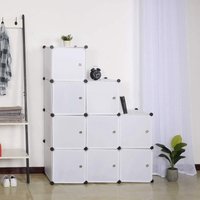 Woltu - Garderobenschrank Lagerregal mit Tür Weiß 9 Fächer von WOLTU