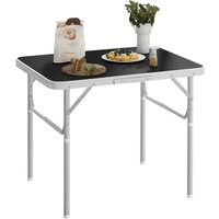 Gartentisch Alu Campingtisch Klapptisch für Balkon Beistelltisch Balkontisch Reisetisch,75,5x55x25,5/59cm, Tischplatte aus mdf, Schwarz - schwarz von WOLTU