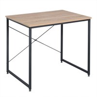 Holz mit Eisen-Gestell Computertisch Bürotisch Schreibtisch pc Tisch Arbeitstisch Esstisch Große Desktop Design, Heller Eiche+schwarz - Woltu von WOLTU