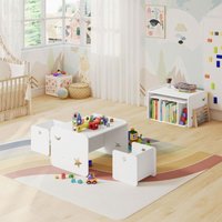 Woltu - Kindertisch mit 2 Stühlen, Kindersitzgruppe Kindersitzbank, Kinder Tisch Stuhl Set, Multifunktionelles Kindermöbel Tisch, für Zuhause von WOLTU