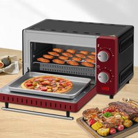 Woltu - Mini Backofen 10 Liter, 650 Watt Toasterofen Pizzaofen Krümelblech mit Timer Minibackofen für Pizza, Toast, Hot Dogs rot + schwarz von WOLTU