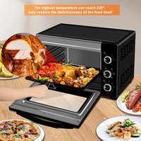 Mini Backofen 32 Liter, 1600 Watt Toasterofen Herausnehmbares, 5 Heizmodi, Doppelglastür Pizzaofen mit Drehspieß Backblech Grillrost Krümelblech von WOLTU