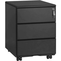 Woltu - Rollcontainer Büroschrank mit 3 Schubladen schwarz - schwarz von WOLTU