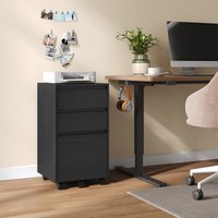 Woltu - Rollcontainer mit 3 Schubladen, mobiler Aktenschrank, Büroschrank mit Rollen, Aufbewahrungsschrank für Büro Homeoffice, 40x70x40 cm, Schwarz von WOLTU