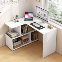Woltu - Schreibtisch, Computertisch L-Form, Eckschreibtisch mit Ablagefächern, Winkelschreibtisch mit Stauraum, Bürotisch Arbeitstisch pc Laptop von WOLTU