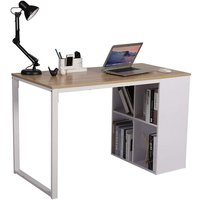 Woltu - Schreibtisch Computertisch mit 4 Ablage Holz & Stahl Hell Eiche von WOLTU