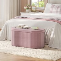 Sitzbank Faltbare Sitztruhe mit Stauraum, Aufbewahrungsbank mit Deckel, Polsterbank für Schlafzimmer Wohnzimmer Flur, aus Samt mdf, 76x38x38 cm, Rosa Sitzbank Faltbare Sitztruhe mit Stauraum, Aufbewahrungsbank mit Deckel, Polsterbank für Schlafzimmer Wohnzimmer Flur, aus Samt mdf, 76x38x38 cm, Rosa von WOLTU