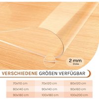 Tischdecke transparent , Glasklar Folie Wasserdicht Fettdicht, Hochglanz Schutzfolie für Tisch aus pvc, 2 mm Rechteckig 80x140 cm - Woltu Tischdecke transparent , Glasklar Folie Wasserdicht Fettdicht, Hochglanz Schutzfolie für Tisch aus pvc, 2 mm Rechteckig 80x140 cm - Woltu von WOLTU