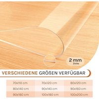 Tischdecke transparent , Glasklar Folie Wasserdicht Fettdicht, Hochglanz Schutzfolie für Tisch aus pvc, 2 mm Rechteckig 90x160 cm - Woltu von WOLTU