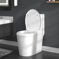 Toilettendeckel, Klodeckel WC-Sitz mit Absenkautomatik und Schnellverschluss, Toilettensitz o Form, Klobrille aus Duroplast, Top-Befestigungsset für von WOLTU