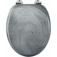 Woltu - Toilettendeckel, wc Sitz mit Absenkautomatik, einfach Reinigung, o Form Toilettensitz mit Verstellbaren Scharnieren, mdf von WOLTU