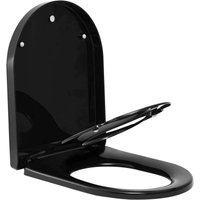 Toilettendeckel mit Kindersitz, WC-Sitz mit Absenkautomatik für Familie, Klodeckel in D-Form schwarz - Woltu von WOLTU