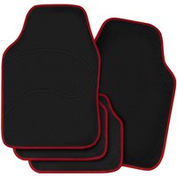 Universal Autofußmatten, 4-Teilig Auto Fußmatten Set, Allwetterfußmatten Autoteppich gegen Wasser rutschfeste Absatzschoner, aus Teppichmaterial, Rot von WOLTU