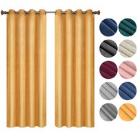 Verdunklungsgardine mit Ösen in vielen Farben, (2 Stück) Senf 140x270 cm - Woltu von WOLTU