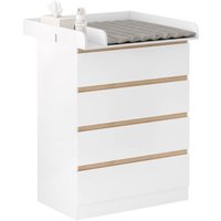 Wickelkommode mit abnehmbarer Wickelsatz Wickeltisch Baby Wickelregal Kommode mit 4 Schubladen Höhe 110 cm Weiß - Woltu Wickelkommode mit abnehmbarer Wickelsatz Wickeltisch Baby Wickelregal Kommode mit 4 Schubladen Höhe 110 cm Weiß - Woltu von WOLTU