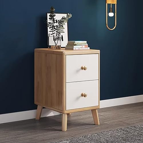 WOLWES 20/25/30/35/40/45 cm Breite Nachttisch Holz Nachtschrank Modern Nachttische Boxspringbett Mit 2 Schubladen für Schlafzimmer (Color : Wood Color-A, Size : 45 * 40 * 50CM) von WOLWES