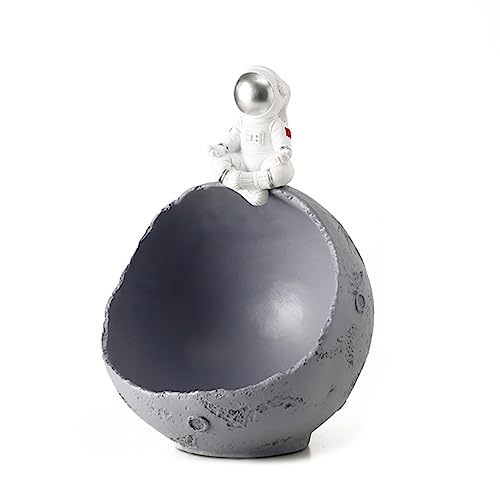 WOLWES Astronaut for Key Schüssel Süßigkeiten Snack Aufbewahrungsbox for Schreibtisch Harz Statuen Space Deco (Color : 03) von WOLWES