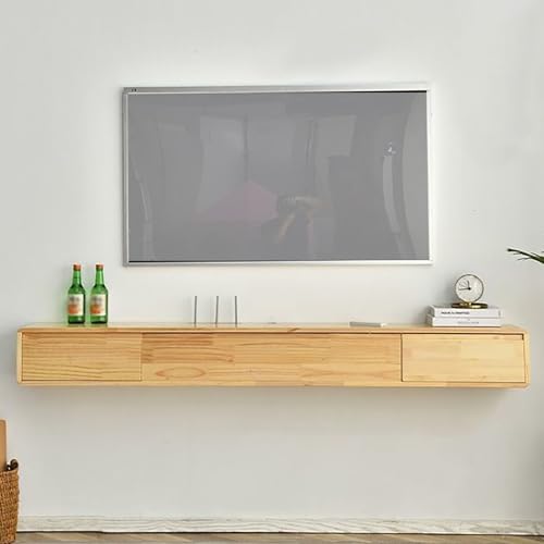WOLWES Lowboard Hängend TV Schrank Holz Fernseher Tisch Modern TV Board Mit Schubladen Fernsehschrank TV Möbel Wohnzimmer (Color : Log, Size : 160cm) von WOLWES