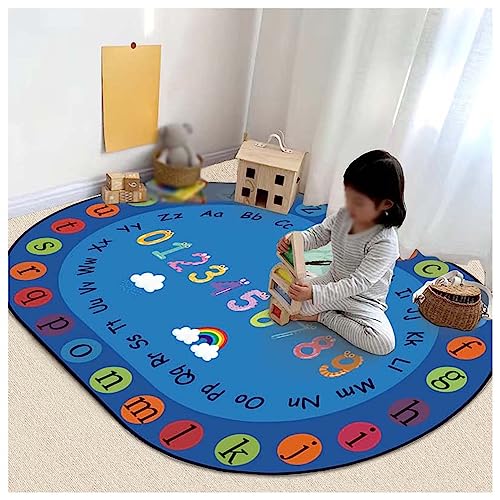 WOLWES Pädagogische Hopscotch-Zahlen, Tiere, ABC, Alphabet, Straßen, Kinderteppiche für Spielzimmer, Farben und Grafiken, Lernbereich, Teppich, Kinder Spielen(N,80 * 120cm/32x47in) von WOLWES