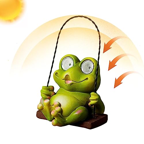WOLWES Solar-Froschlampe | Solar-Gartenlampe mit niedlichem Frosch-Lichtdekor,Frosch-Ornament, Outdoor-Schaukel, Frosch-Tier-Solarlampe für Rasen, Hof, Terrasse von WOLWES