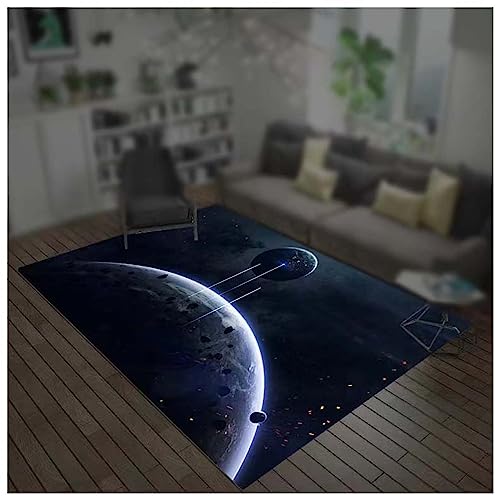 WOLWES Teppich mit 3D-Vision kosmischer Planet Galaxie Mond Planet Erde im Weltraum Teppiche Matte für Heimdekoration, Wohnzimmer, Schlafzimmer, Esszimmer, rutschfeste Teppiche(I,60x90CM/24x35in) von WOLWES